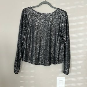 Long sleeve Graphite Sequin Top. Lower back.  Worn once. Lined.